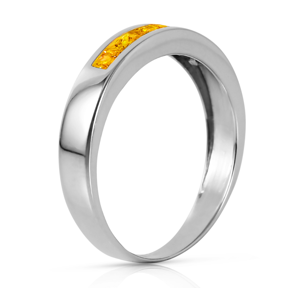 14K. SOLID GOLD RINGS WITH NATURAL CITRINES (White Gold) - Picture 2 of 2